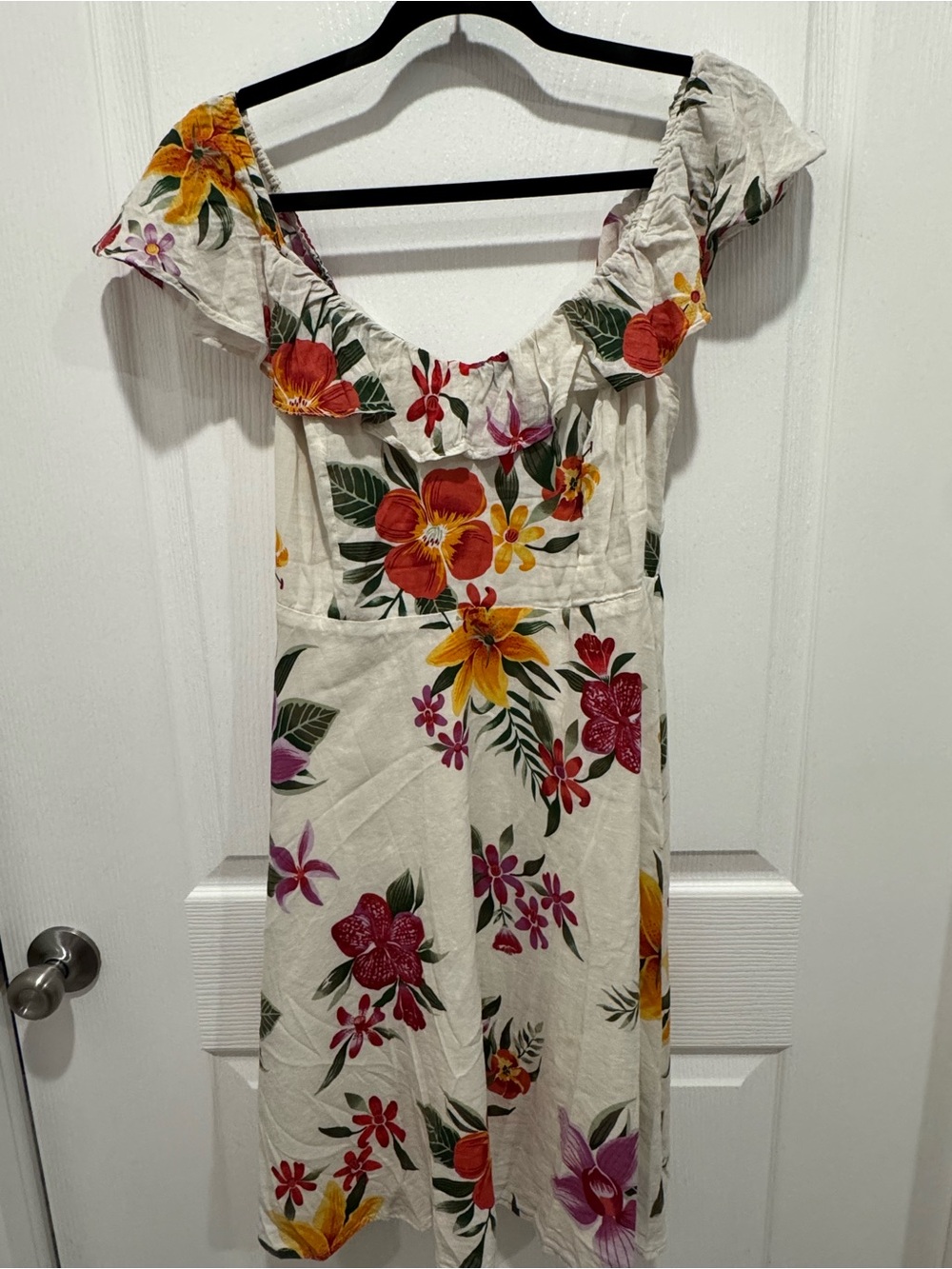 Old Navy Tropical Floral Flutter Sleeve Midi Dress Size Small - EUC
